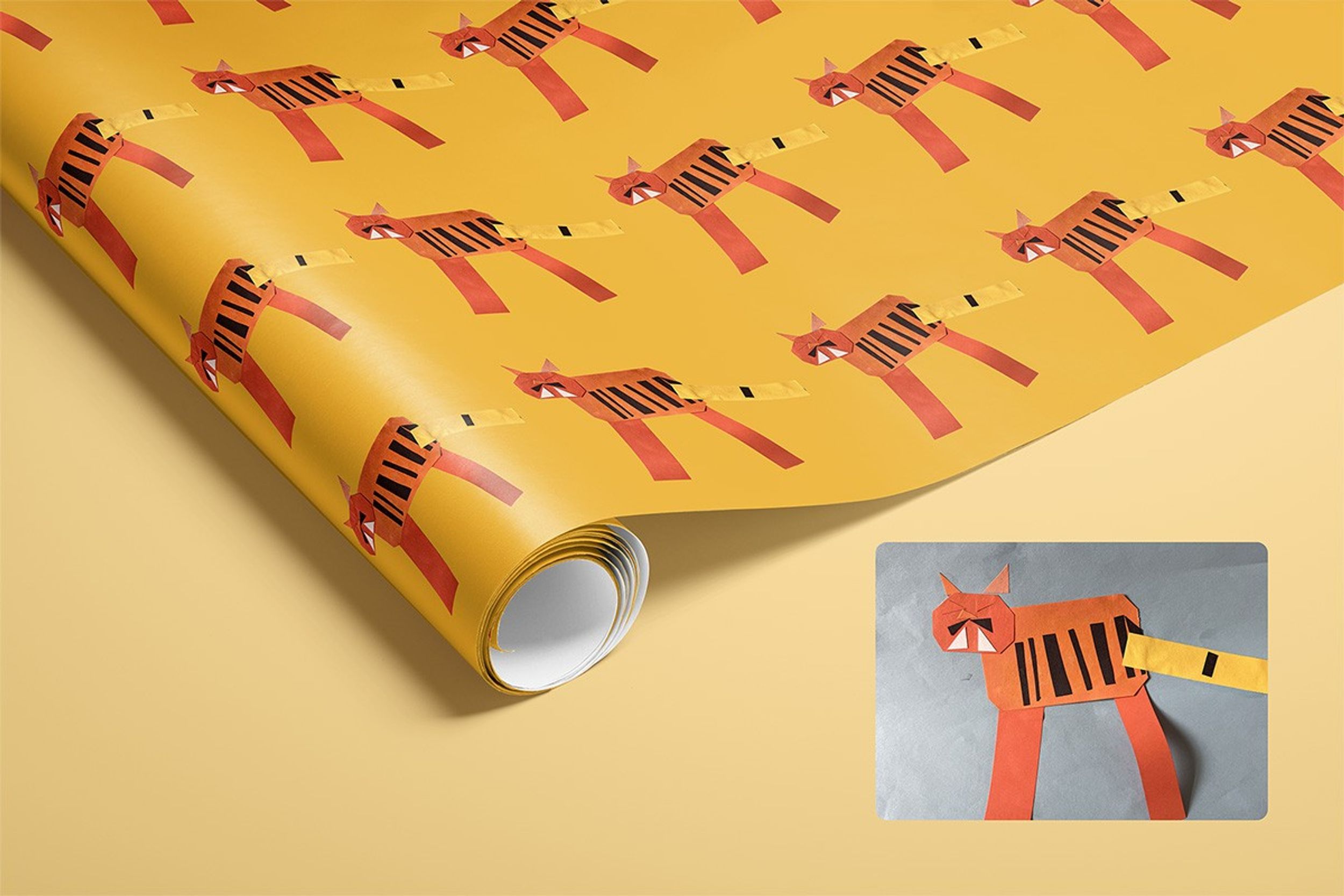Scribble wrapping paper roll showcasing kid's art
